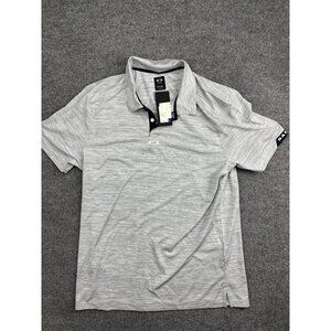 Oakley Gravity Polo Shirt Mens XL Gray Striped Short Sleeve Golf Performance